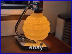 Lampe De Bureau Ou En Applique Art Deco Opaline Jaune Double Position