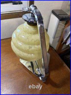 Lampe De Bureau Ou En Applique Art Deco Opaline Jaune Double Position
