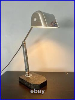 Lampe De Bureau articulé Art Déco artisanat francais pied en marbre