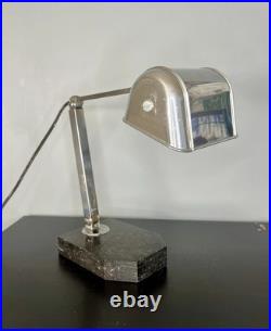 Lampe De Bureau articulé Art Déco artisanat francais pied en marbre