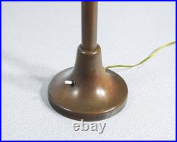 Lampe De Table Abat Jour Art Déco Bronze Verre Opalin Époque 1900 Vintage