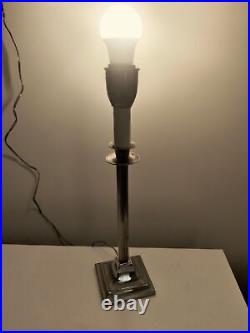 Lampe De Table Art Déco. Métal Nické 16 Pouces H