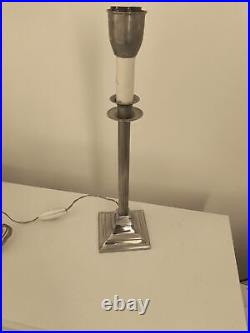 Lampe De Table Art Déco. Métal Nické 16 Pouces H