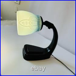 Lampe De Table En Bakélite Marron Et Verre Turquoise D'Époque Art Déco Années 30 Lampe De Table En Bakélite Marron Et Verre Turquoise D'Époque Art Déco Années 30