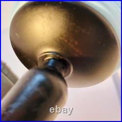 Lampe De Table En Bakélite Marron Et Verre Turquoise D'Époque Art Déco Années 30