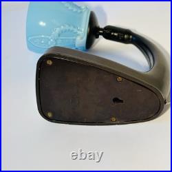 Lampe De Table En Bakélite Marron Et Verre Turquoise D'Époque Art Déco Années 30