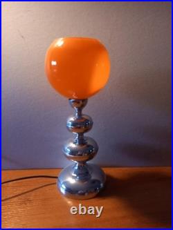 Lampe Design 60 70 Pop Art Deco Space Age Opaline Orange & Inox Vintage N° 1
