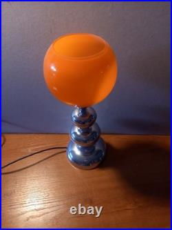 Lampe Design 60 70 Pop Art Deco Space Age Opaline Orange & Inox Vintage N° 1