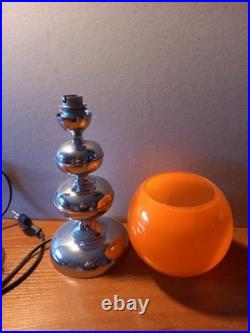 Lampe Design 60 70 Pop Art Deco Space Age Opaline Orange & Inox Vintage N° 1
