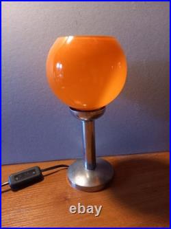Lampe Design 60 70 Pop Art Deco Space Age Opaline Orange & Inox Vintage N° 2