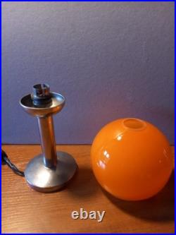 Lampe Design 60 70 Pop Art Deco Space Age Opaline Orange & Inox Vintage N° 2