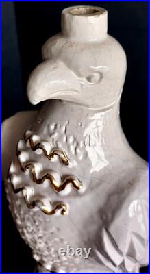 Lampe Design Céramique Craquele Art Deco Aigle Signé Sainte Radegonde Jouve