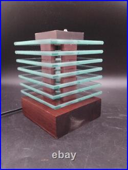 Lampe Desny Demeter Verre et Bois Réedidtion Art Déco Moderniste