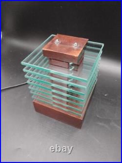 Lampe Desny Demeter Verre et Bois Réedidtion Art Déco Moderniste