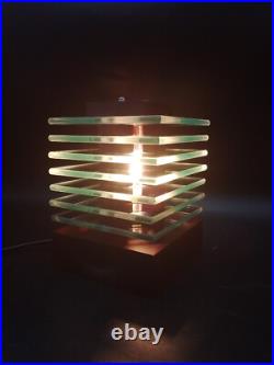 Lampe Desny Demeter Verre et Bois Réedidtion Art Déco Moderniste