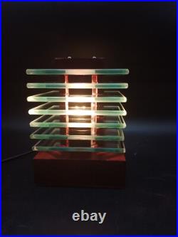 Lampe Desny Demeter Verre et Bois Réedidtion Art Déco Moderniste