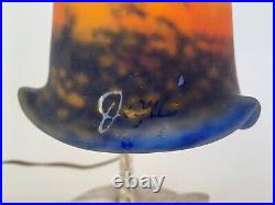 Lampe En Bronze Argente Art Deco Par Degue Ferronnerie Martelee 1930 E743