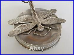 Lampe En Bronze Argente Art Deco Par Degue Ferronnerie Martelee 1930 E743