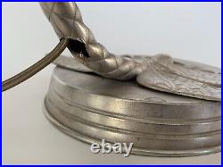 Lampe En Bronze Argente Art Deco Par Degue Ferronnerie Martelee 1930 E743