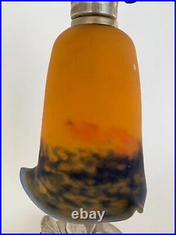 Lampe En Bronze Argente Art Deco Par Degue Ferronnerie Martelee 1930 E743