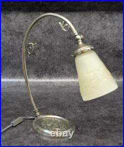 Lampe En Bronze Art Deco Décor Ange Et Pate De Verre Muller ref AP137