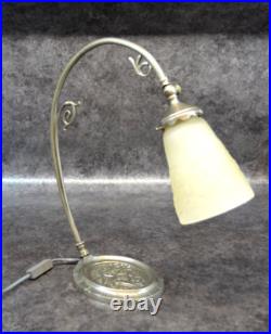 Lampe En Bronze Art Deco Décor Ange Et Pate De Verre Muller ref AP137