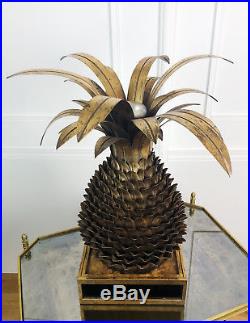 Lampe En Forme D'ananas Dans Le Style Jansen Des Années 70 En Métal Doré