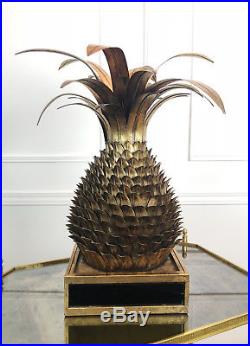 Lampe En Forme D'ananas Dans Le Style Jansen Des Années 70 En Métal Doré