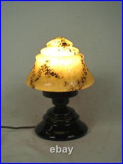 Lampe En Verre Opaline Art Deco Signature Tchecoslovaquie Belle Epoque 1920/30