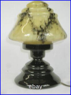 Lampe En Verre Opaline Art Deco Signature Tchecoslovaquie Belle Epoque 1920/30