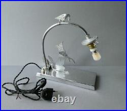 Lampe Fable de la Fontaine le Corbeau et le Renard, vers 1930 Art Deco, LW Paris