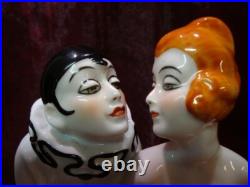 Lampe Figurine Statue Clown Pierrot Pierrette Arlequin Style Art Deco Style Art