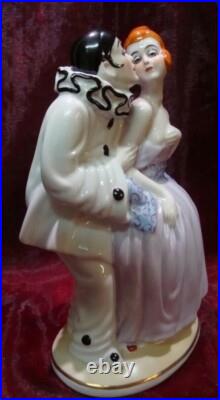 Lampe Figurine Statue Clown Pierrot Pierrette Arlequin Style Art Deco Style Art
