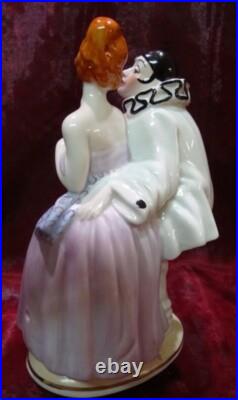 Lampe Figurine Statue Clown Pierrot Pierrette Arlequin Style Art Deco Style Art