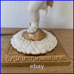 Lampe Globe Art Déco Verre Satiné PuttoBlanc Céramique Ancien