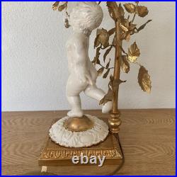 Lampe Globe Art Déco Verre Satiné PuttoBlanc Céramique Ancien