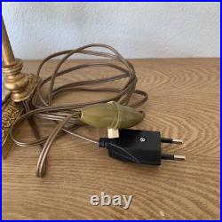 Lampe Globe Art Déco Verre Satiné PuttoBlanc Céramique Ancien