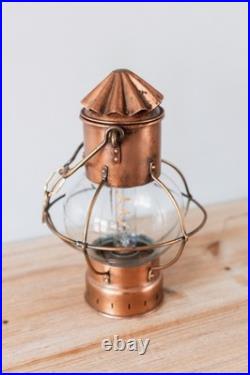 Lampe Lanterne Vintage Marine en Cuivre et en Verre Style 19ème Siècle