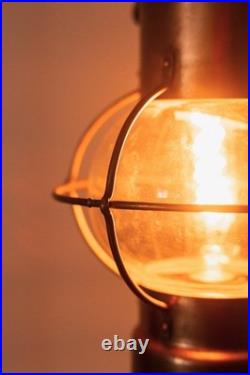 Lampe Lanterne Vintage Marine en Cuivre et en Verre Style 19ème Siècle