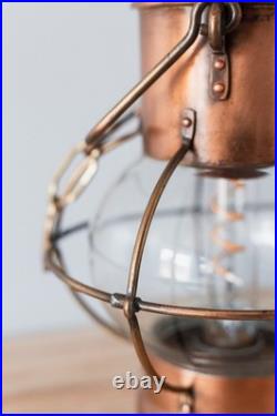Lampe Lanterne Vintage Marine en Cuivre et en Verre Style 19ème Siècle