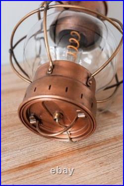Lampe Lanterne Vintage Marine en Cuivre et en Verre Style 19ème Siècle