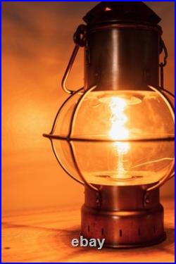 Lampe Lanterne Vintage Marine en Cuivre et en Verre Style 19ème Siècle