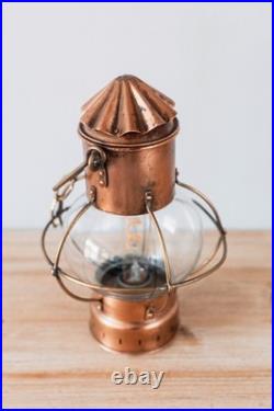 Lampe Lanterne Vintage Marine en Cuivre et en Verre Style 19ème Siècle