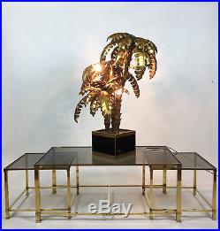 Lampe Palmier Triple En Metal Style Jansen Des Année 70 De 105 CM De Haut