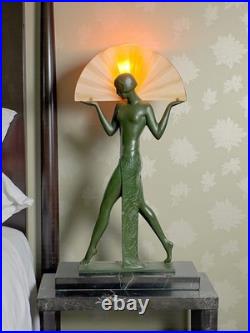 Lampe Sculpture Éclairante Époque Art Déco En Fonte D Art Danseuse Espagnole
