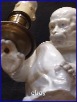 Lampe Singe Porcelaine Gebruder Heubach Veilleuse Statue Art Déco Ancienne