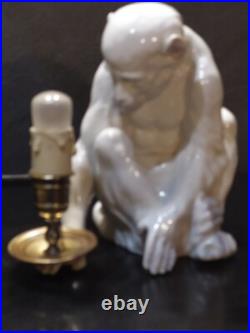 Lampe Singe Porcelaine Gebruder Heubach Veilleuse Statue Art Déco Ancienne