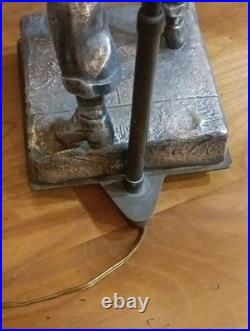 Lampe Statue Bouliste en Métal Argenté Oscar Ruffony Art Déco