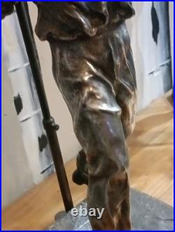 Lampe Statue Bouliste en Métal Argenté Oscar Ruffony Art Déco
