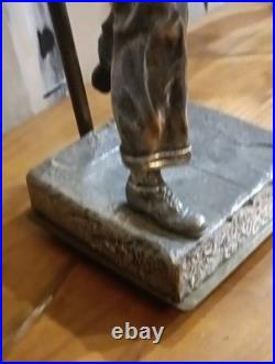 Lampe Statue Bouliste en Métal Argenté Oscar Ruffony Art Déco